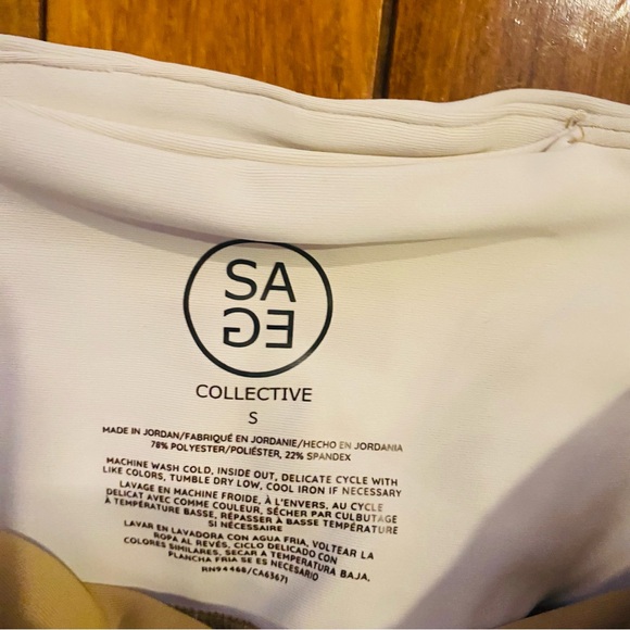⭐️ SAGE COLLECTIVE Tan And Cream Color Block Leggings - Picture 5 of 5
